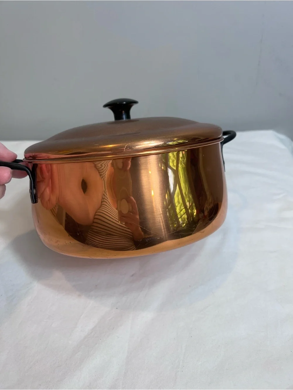 Coppercraft Guild 8” copper pot casserole server serving with a lid